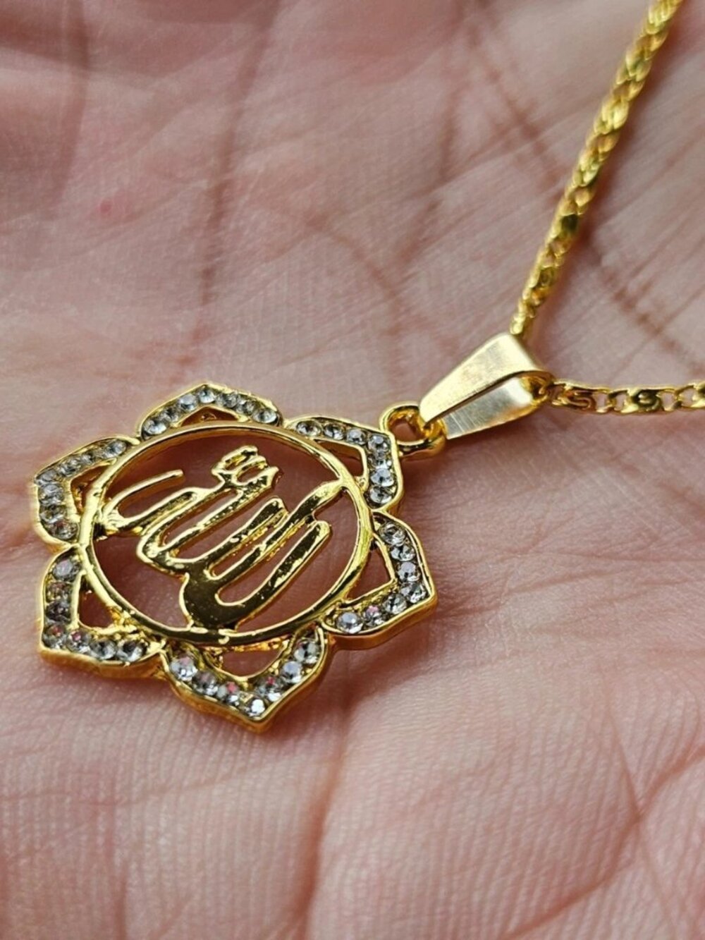 Islamic Necklace Gold Tone ALLAH PEndant Religious Muslim Fashion Jewelry New